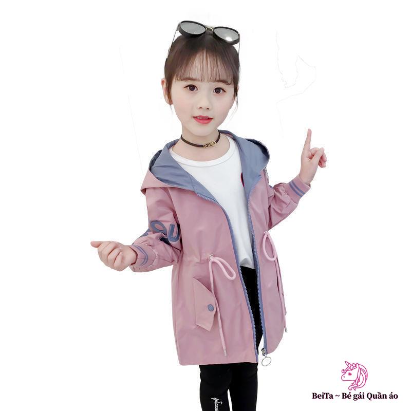 Áo Khoác Gió Phong Cách Hàn Quốc Thời Trang Xuân Thu Cho Bé Gái