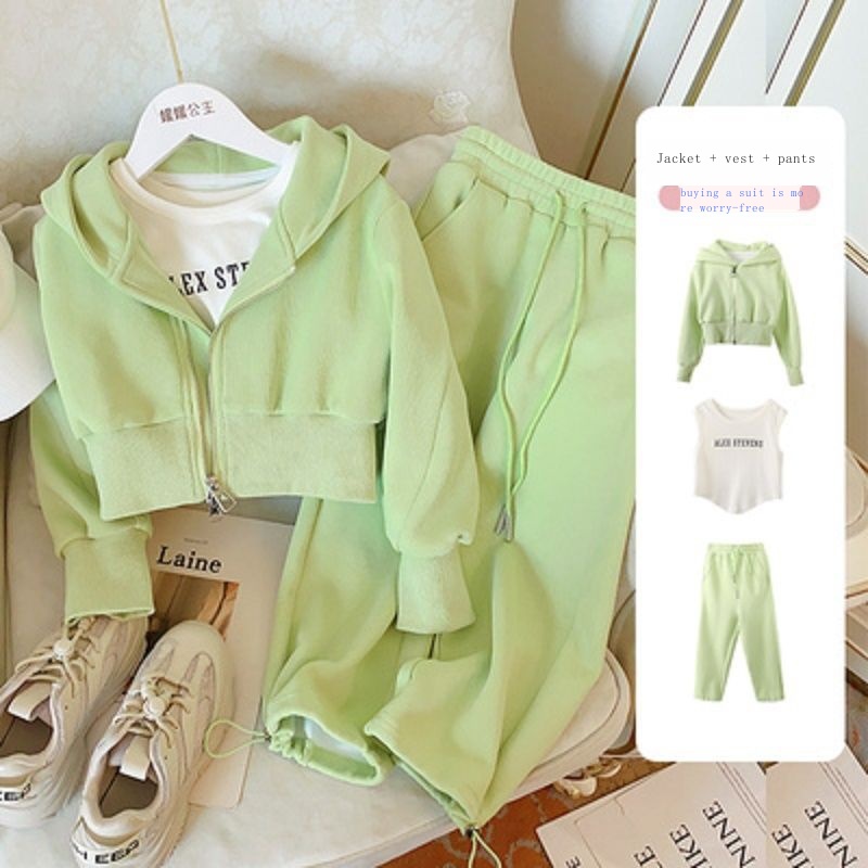 Bộ Đồ Thể Thao Áo Hoodie + Quần Dài Phong Cách Thời Trang Xuân Thu Mới 2023 Dành Cho Bé Gái