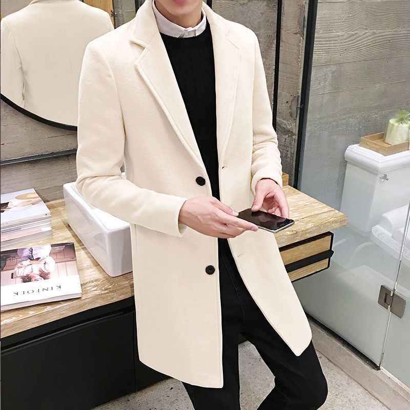 O kho C D D 'D Ng R Ng Th trang áo khoác Len cotton dáng Ôm dài Vừa Vặn thời trang Thu Đông Hàn Quốc Cho Nam