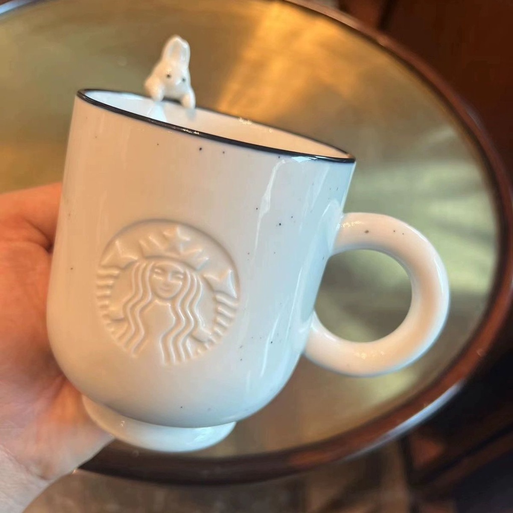 Cốc Uống Cà Phê Bằng Gốm Sứ Hình Chú Thỏ starbucks Năm Mới Phong Cách Hàn Quốc#0928#
