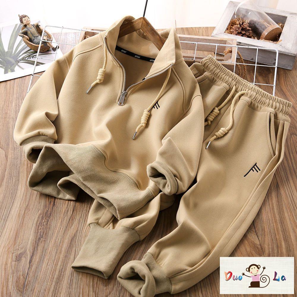 Bộ Đồ Thể Thao Hai Mảnh Áo Khoác Tay Dài Có Khóa Kéo Phong Cách Mới Dành Cho Bé Trai