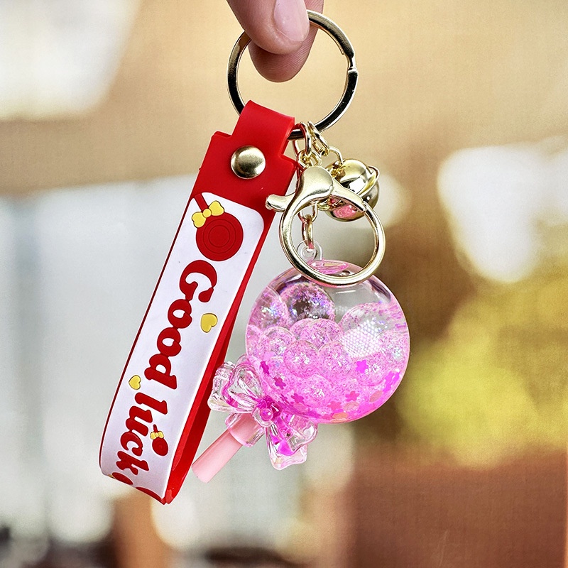 Móc Khóa Hình Kẹo Mút Nhỏ Nhắn Lấp Lánh Dễ Thương Cho Bé Gái