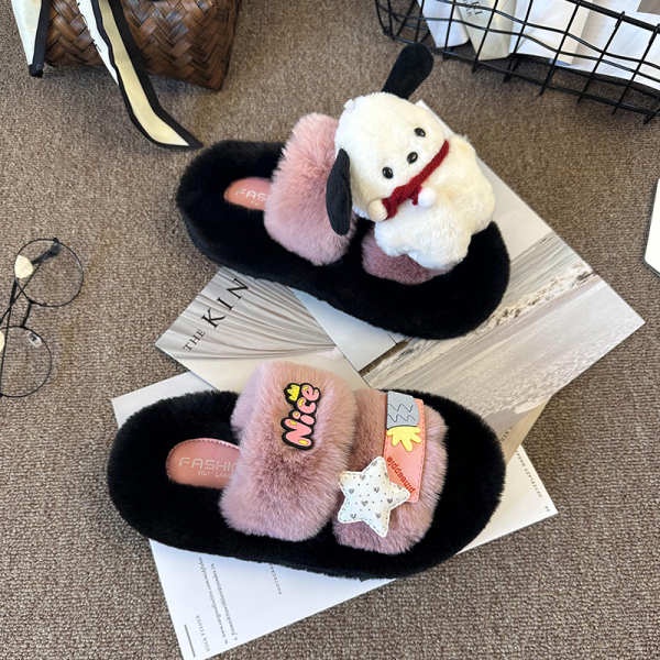 Dép Bông Đi Trong Nhà Đế Dày Chống Trượt Hình Chú Chó chapa Dễ Thương