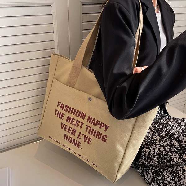 Túi tote đi học túi tote Người nổi tiếng trên Internet túi vải dung lượng lớn mùa hè phụ nữ túi đeo vai đa năng sinh viên sinh viên đi lại túi mua sắm thư zipper túi tote