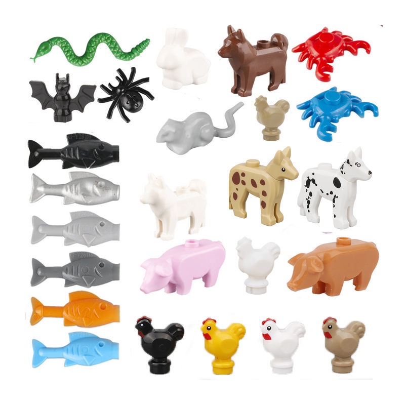 Mô Hình Đồ Chơi lego Lắp Ráp Mô Phỏng Phong Cảnh Nông Trại Động Vật Biển Gà Cá Rắn Nhỏ