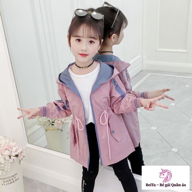 Áo Khoác Gió Phong Cách Hàn Quốc Thời Trang Xuân Thu Cho Bé Gái