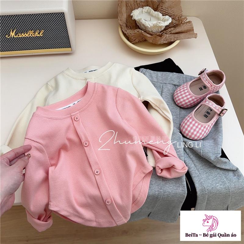 Áo Thun Tay Dài Dáng Chữ a Ôm Sát Màu Kẹo Phong Cách Hàn Quốc Thời Trang Xuân Thu Cho Bé Gái