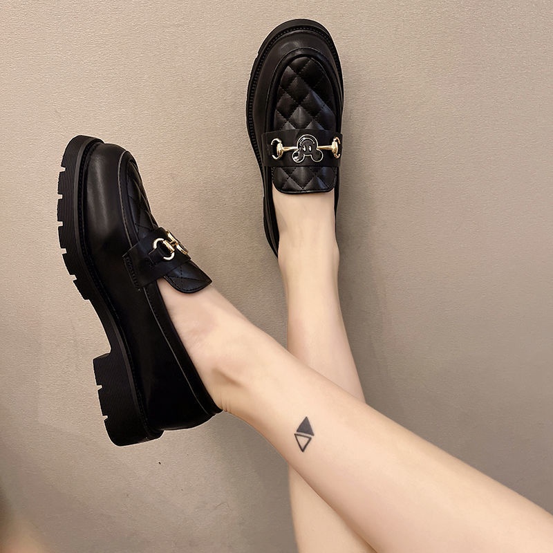 Giày Lười Da Đính Nơ Phong Cách Hàn Quốc Cho Nữ