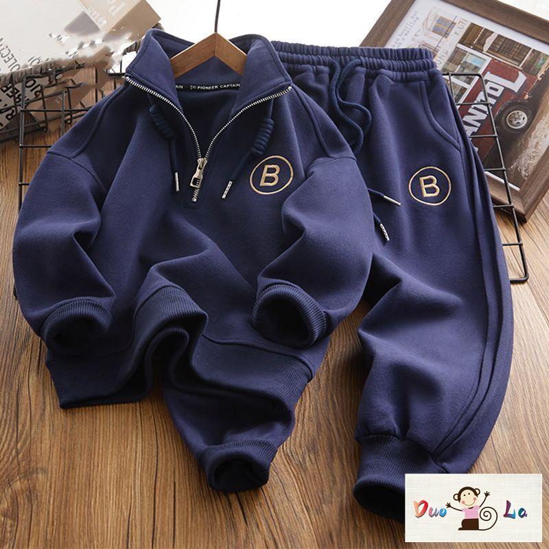 Bộ Đồ Thể Thao Hai Mảnh Áo Khoác Tay Dài Có Khóa Kéo Phong Cách Mới Dành Cho Bé Trai