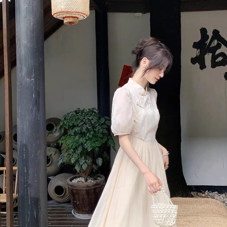 Đầm Sườn Xám Cách Tân Cài Khóa Phong Cách Trung Hoa Mới Mùa Hè 2023#231016