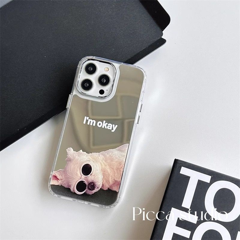 Ốp Điện Thoại Tráng Gương Hình Chú Chó Đeo Kính Mát Cho Iphone 15 14 13promax 12xs xr78p