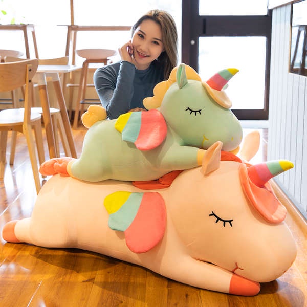 Gấu bông gấu bông to Màu xanh lá cây ngựa búp bê kỳ lân búp bê vải dễ thương búp bê bé trên giường đồ chơi bằng bông gối ôm phòng ngủ bé gái