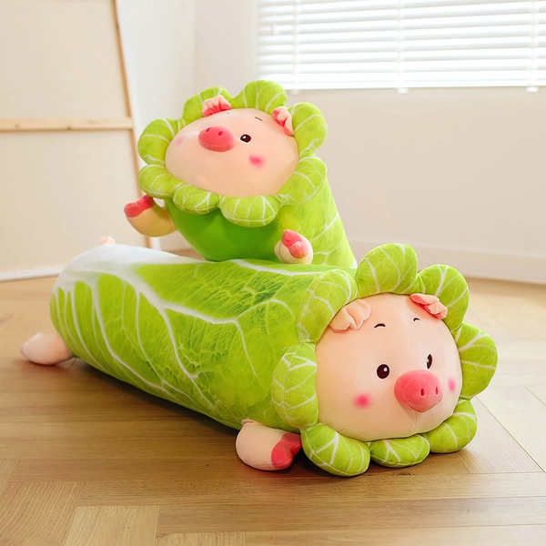 Hoa gấu bông gấu bông mini Đồ chơi nhồi bông búp bê heo ngủ dài gối ôm búp bê bắp cải đệm heo búp bê đồ chơi nhồi bông quà tặng nữ