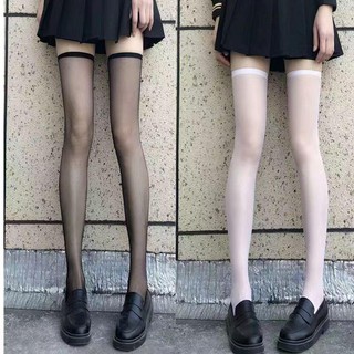 Ultra vớ mỏng dài qua gối màu đen thời trang mùa hè cho nữ