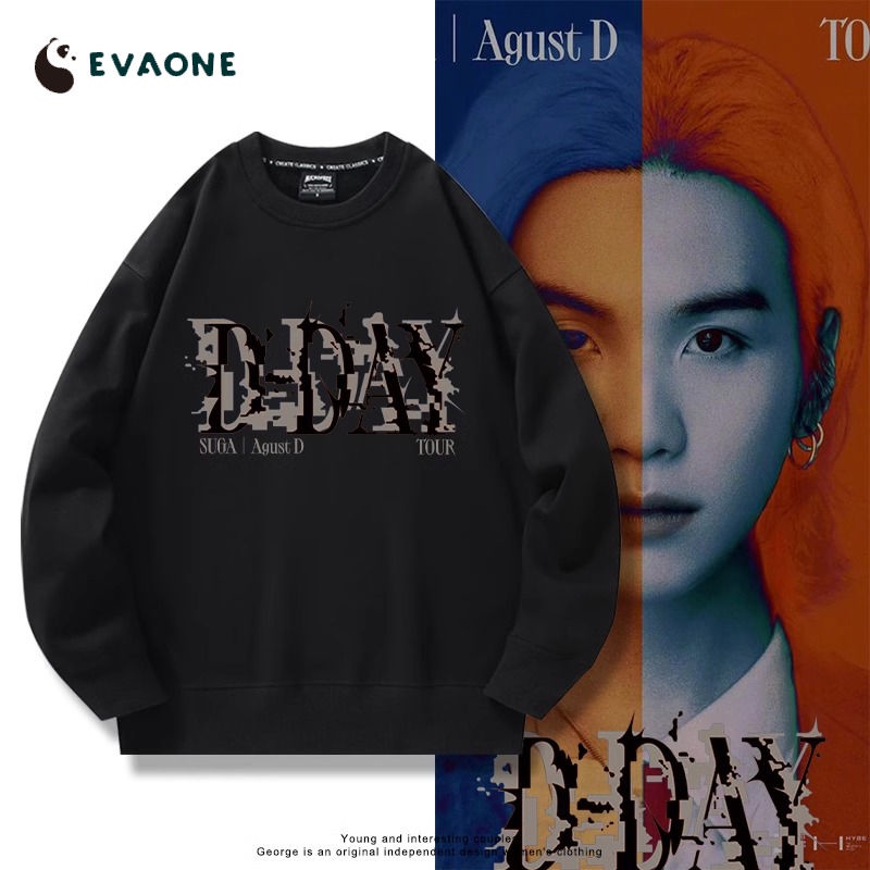 Bts min yoongi suga concert agustd Dday Áo Thun cotton Tay Dài Cổ Tròn Hỗ Trợ Bài Hát bts min yoongi suga concert d-d day peripheral 11.13