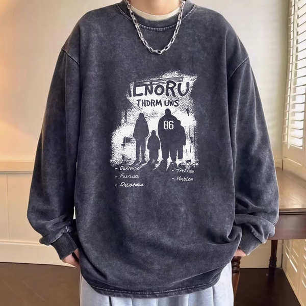 Áo sweater nỉ áo sweater len Áo phông dài tay kiểu Mỹ thanh thiếu niên áo nỉ 100% cotton rộng rãi thương hiệu sành điệu mẫu mới mùa thu cho nam cổ tròn mùa thu đông