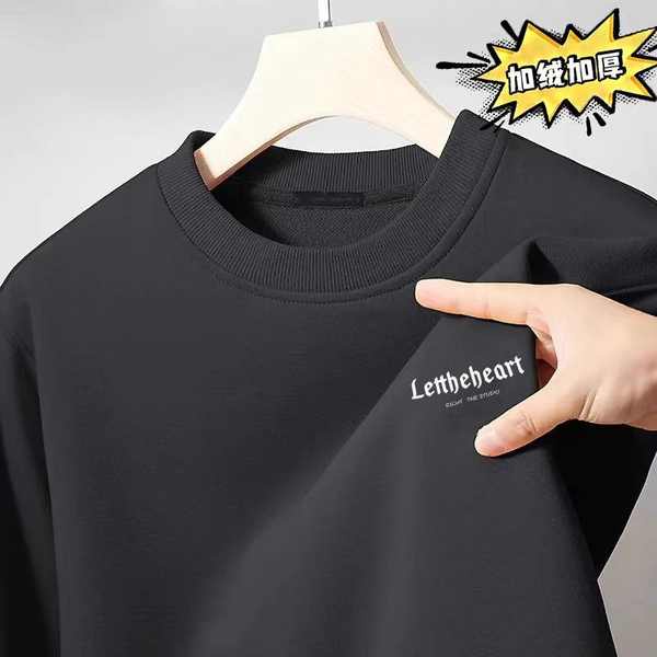 Áo sweater nỉ áo sweater len Áo hoodie cổ tròn dày dặn lót nhung đơn giản cổ điển kiểu Mỹ áo thun nam dài tay mẫu mới thu đông 2024 trang phục cặp đôi