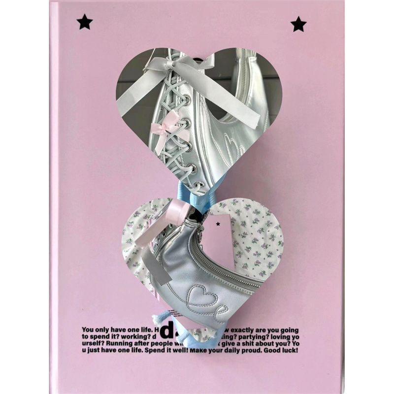 Túi đeo dưới cánh tay Di Động Màu Bạc niche Hình Mặt Trăng Khuyết Thời Trang Cho Nữ