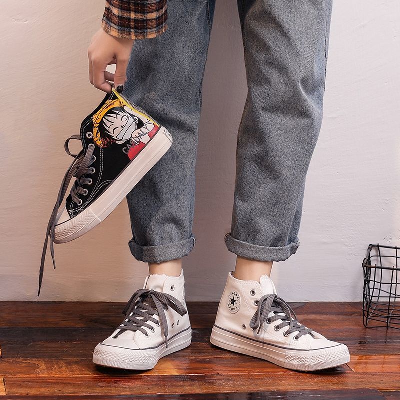 Mới Giày Thể Thao canvas Cổ Cao In Hình Nhân Vật luffy Trong Phim Hoạt Hình one piece Thời Trang Mùa Hè Dành Cho Cả Nam Và Nữ