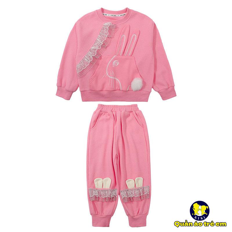 Bộ Đồ Thể Thao Hai Mảnh Phong Cách Hoạt Hình Thời Trang Xuân Thu Cho Bé Gái