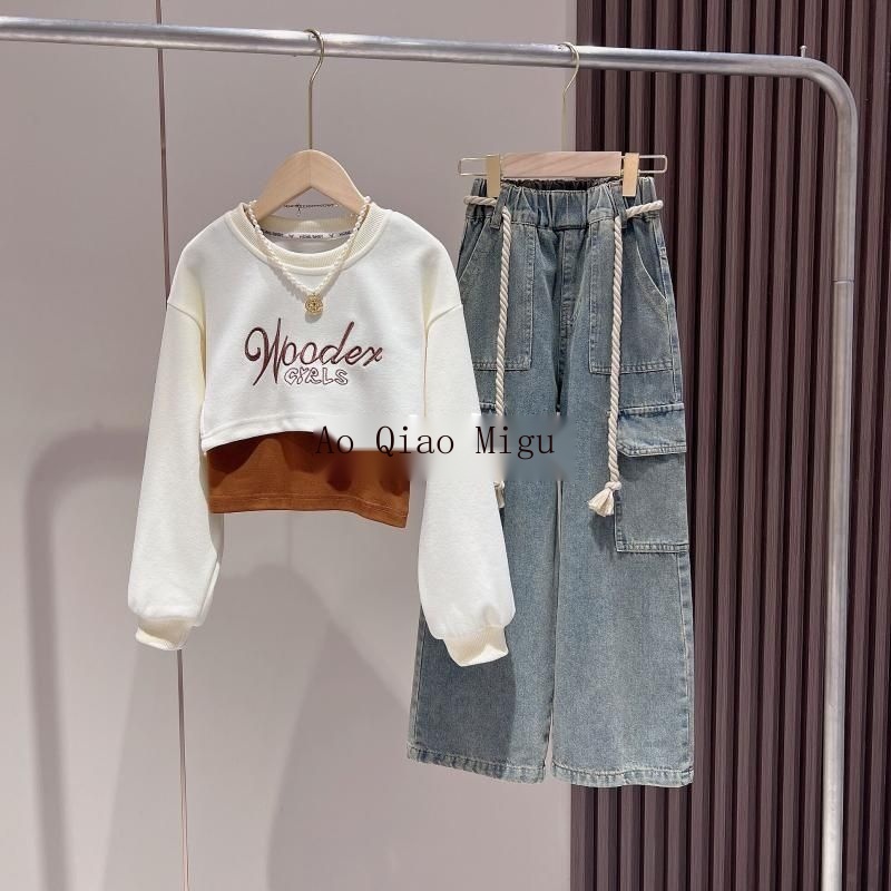 Bộ Đồ Thời Trang Xuân Thu 2023 Phong Cách Phương Tây Kích Thước Vừa Và Lớn Cho Bé Gái