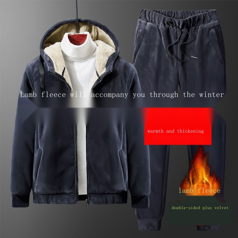 Set Đồ Thể Thao Hai Món Gồm Áo Khoác cardigan Lót Nhung Dày Dặn Ấm Áp Phong Cách Hàn Quốc Thời Trang Thu Đông Cho Nam