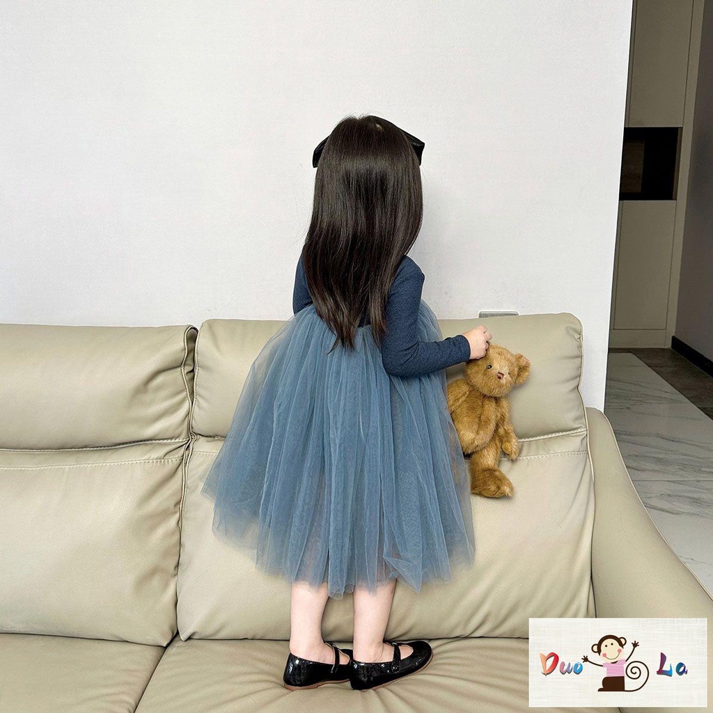Đầm Công Chúa Tay Dài Vải Gạc Mềm Mại Phong Cách Phương Tây Thời Trang Mùa Thu Cho Bé Gái