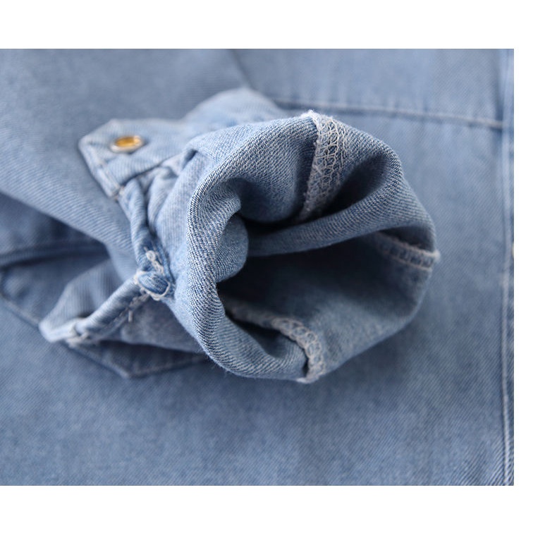 Áo Sơ Mi denim Tay Dài Phong Cách Thời Trang Xuân Thu Mới Cho Bé Trai