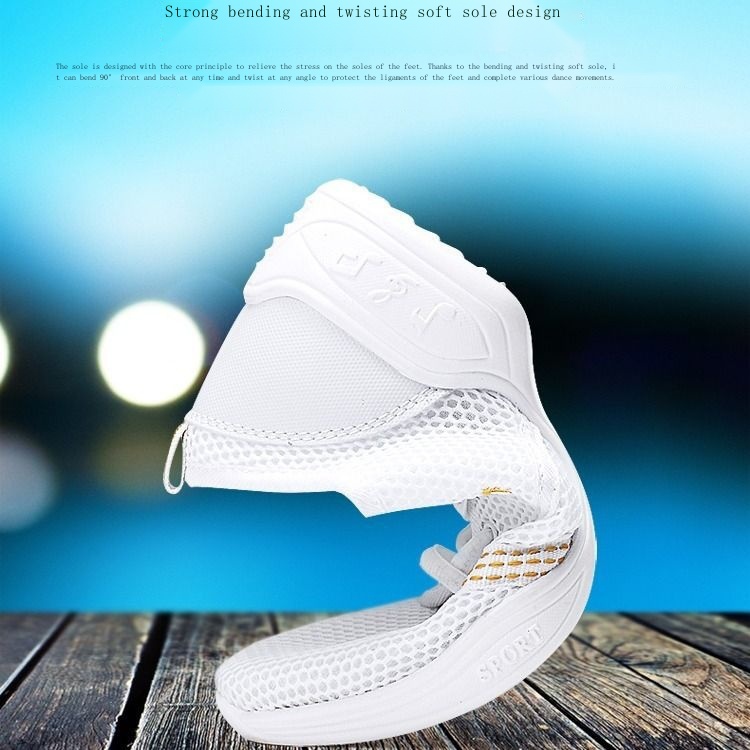 Vài Lần Giày Khiêu Vũ Bốn Giày Khiêu Vũ Đế Mềm Vừa Hình Vuông Phối Lưới Thoáng Khí Cho Nữ