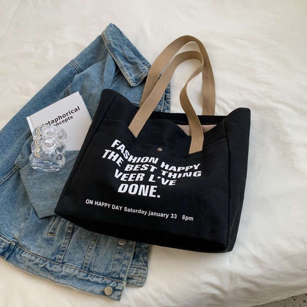 Túi tote đi học túi tote Người nổi tiếng trên Internet túi vải dung lượng lớn mùa hè phụ nữ túi đeo vai đa năng sinh viên sinh viên đi lại túi mua sắm thư zipper túi tote