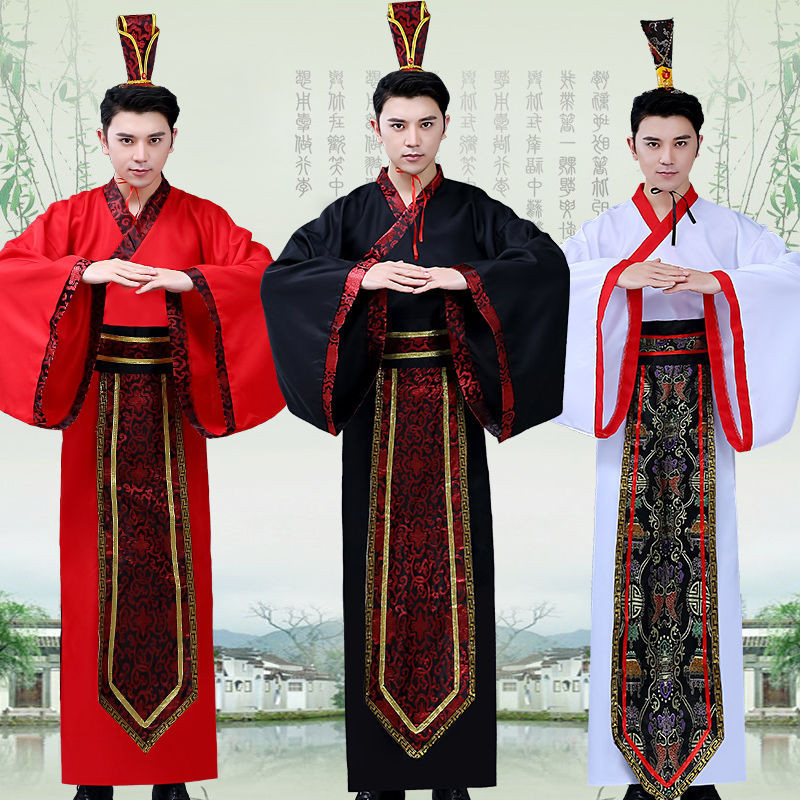 Trang phục cổ xưa, nam nhà Đường Hanfu, xe lửa thẳng, váy sâu, chivalrou