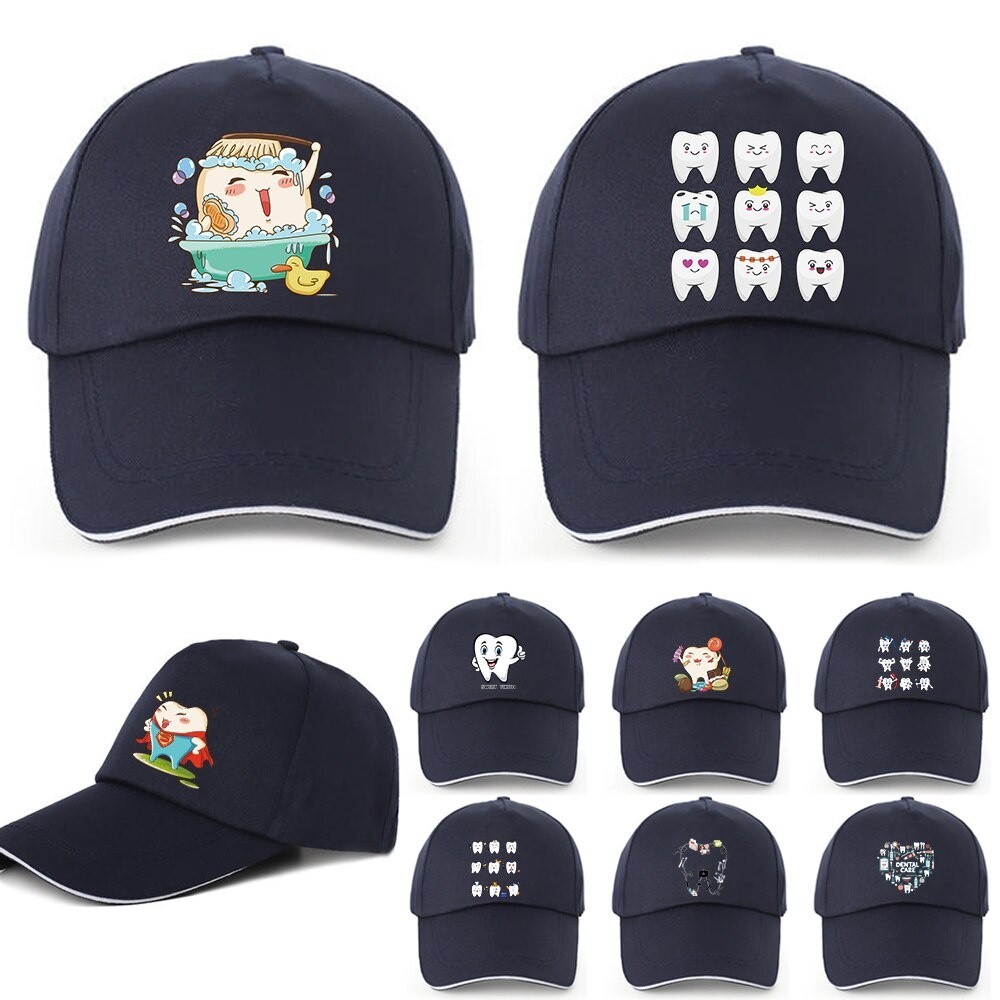 Snapback Sun Hat Casquette Hats Fitted Casual Dark Blue Dad Hats For Men Women Fashion Teeth Print G