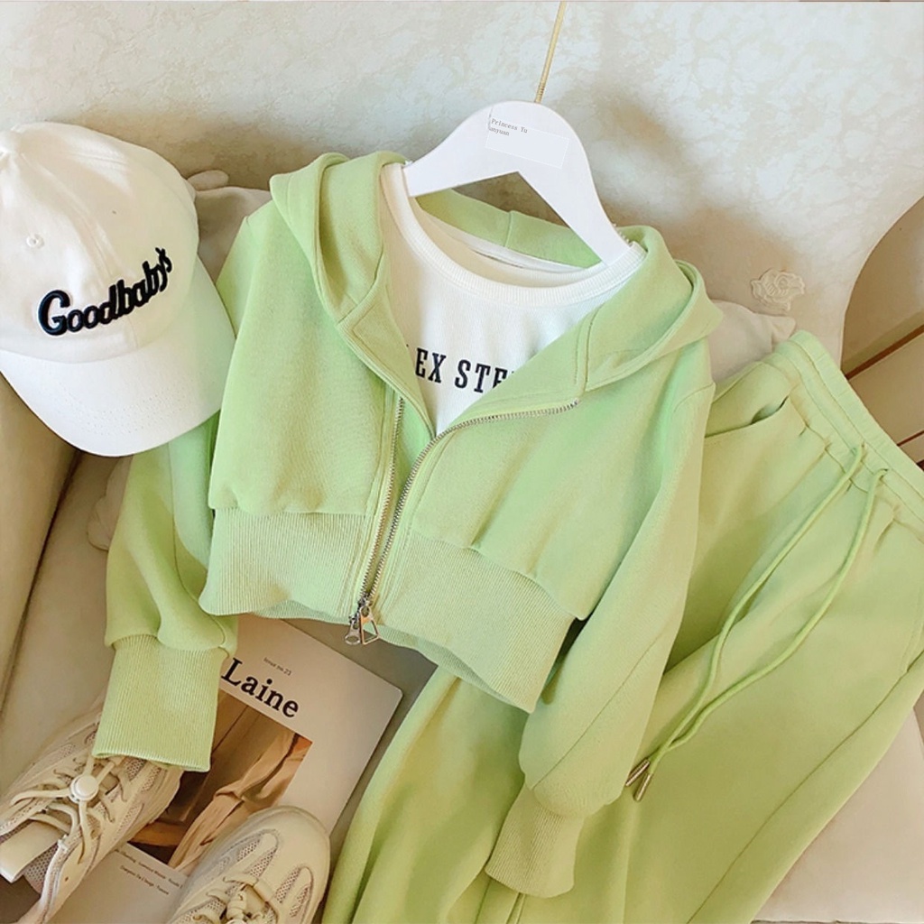 Bộ Đồ Thể Thao Áo Hoodie + Quần Dài Phong Cách Thời Trang Xuân Thu Mới 2023 Dành Cho Bé Gái