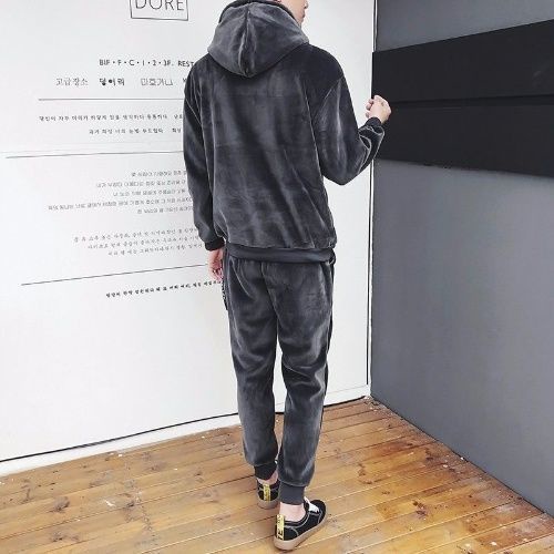 Set Đồ Thể Thao Phối Áo Thun Nhung Hai Mặt Thời Trang Thu Đông 200 pounds Cá Tính Cho Nam