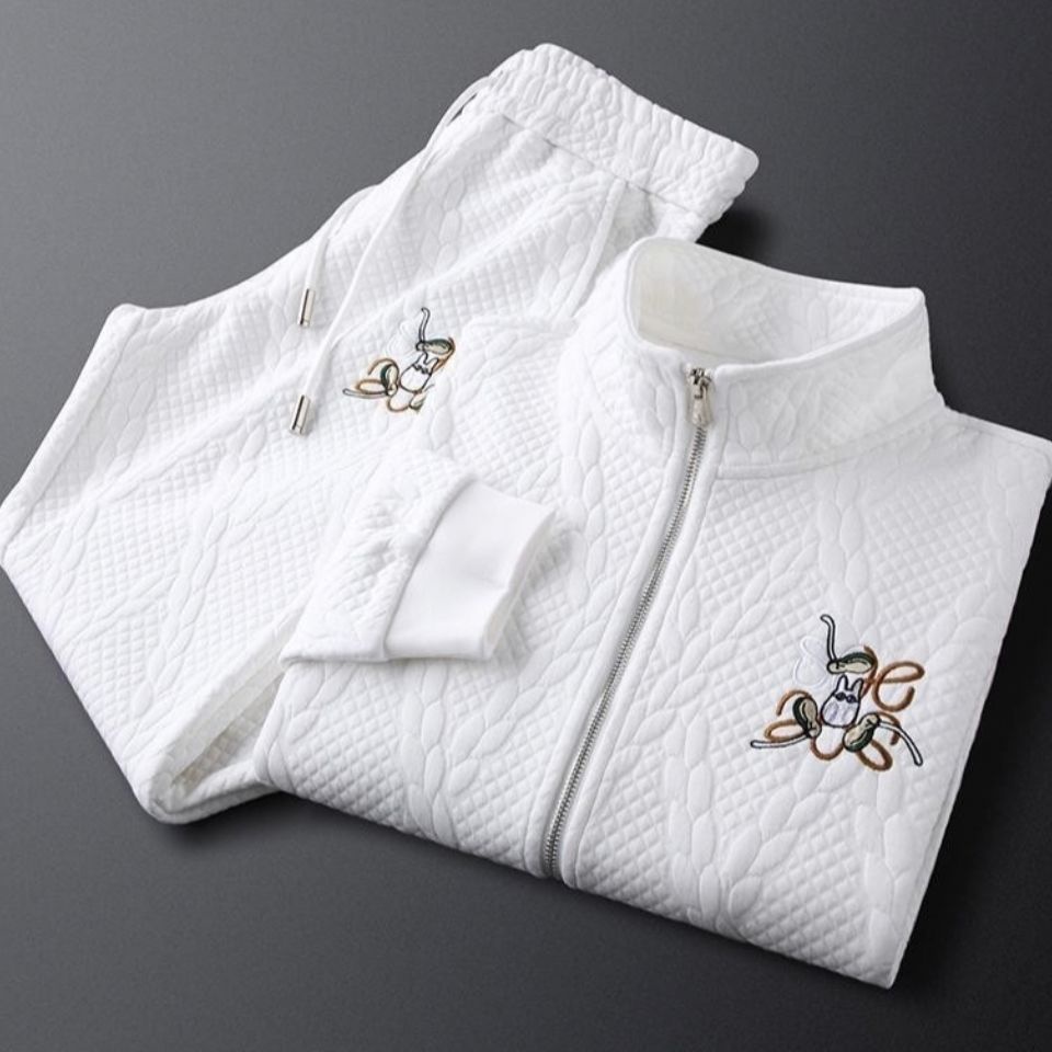 Bộ Áo Khoác + Quần Dài Thể Thao Thêu Họa Tiết Độc Đáo Thời Trang Mùa Thu Cho Nam