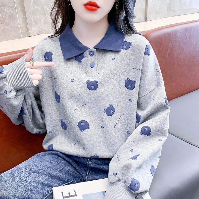 Áo Thun Sweater Dáng Rộng Tay Dài In Họa Tiết Thời Trang Xuân Thu Cho Nữ