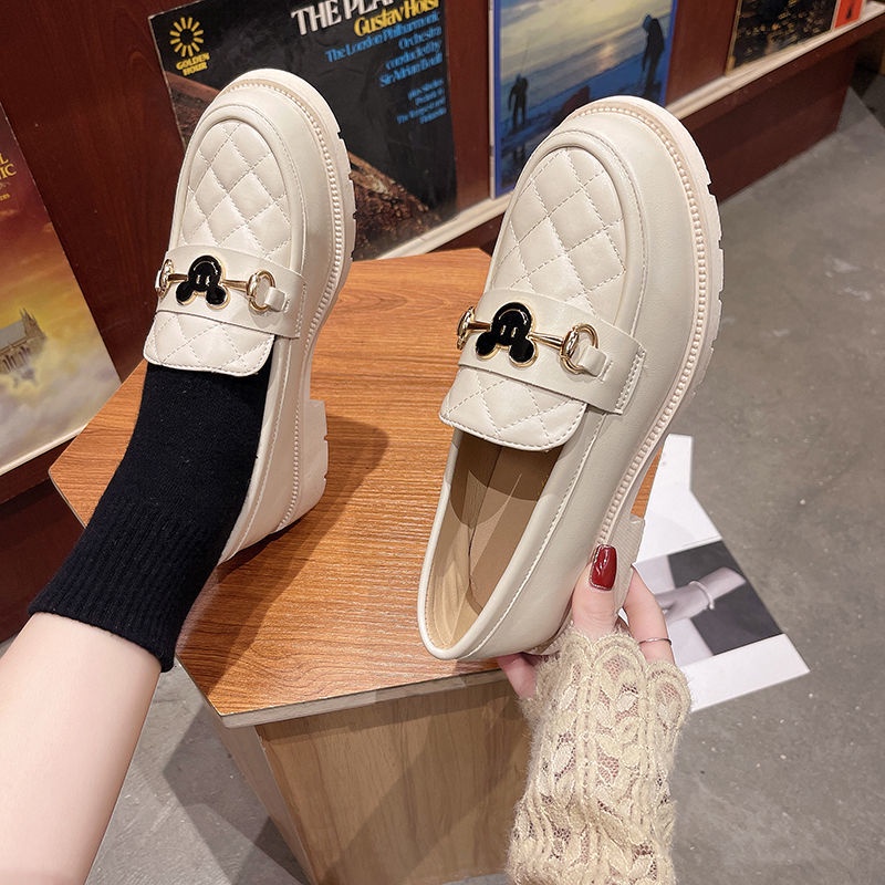Giày Lười Da Đính Nơ Phong Cách Hàn Quốc Cho Nữ