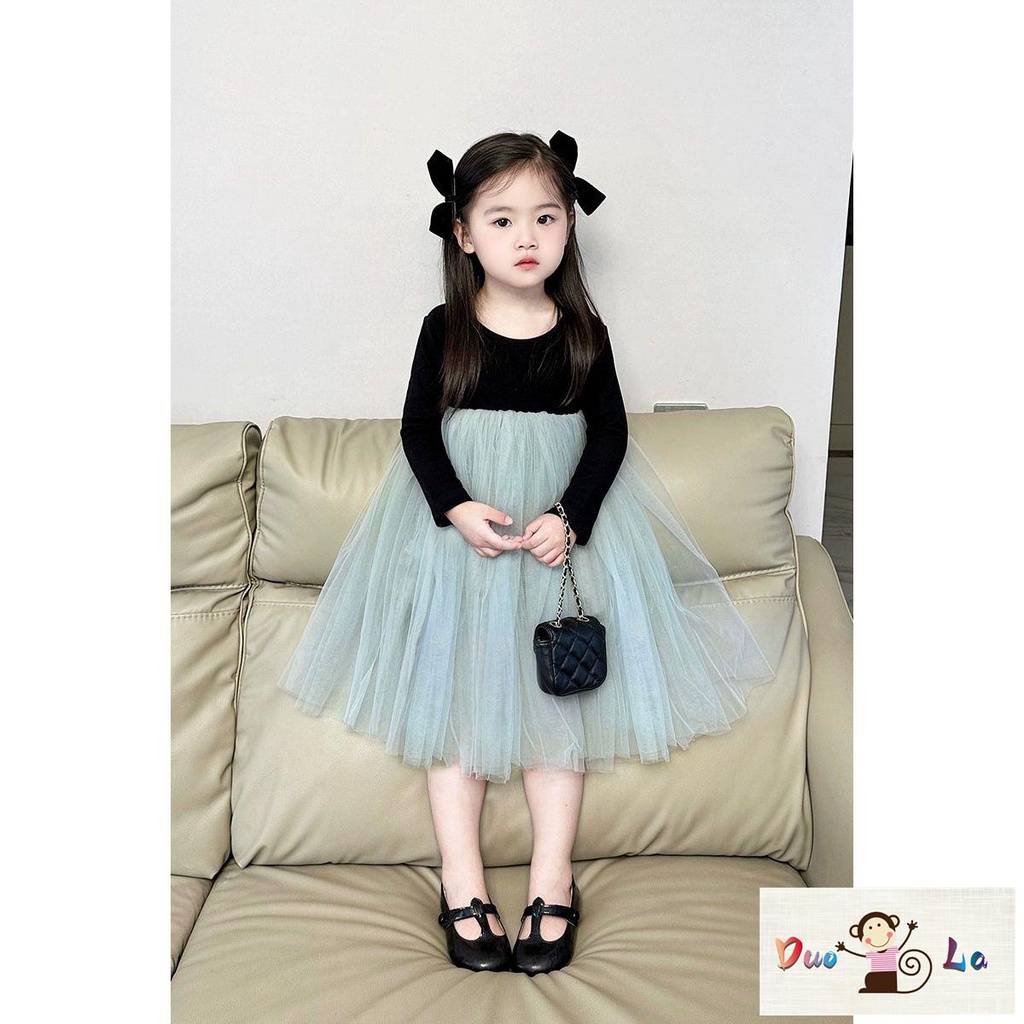 Đầm Công Chúa Tay Dài Vải Gạc Mềm Mại Phong Cách Phương Tây Thời Trang Mùa Thu Cho Bé Gái