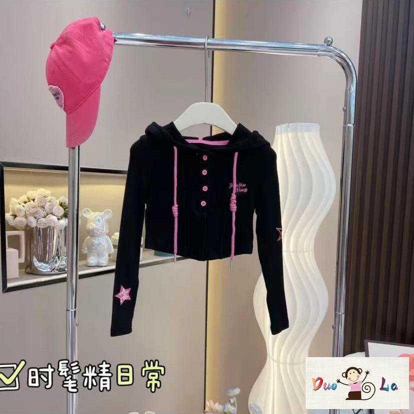 Áo Thun Tay Dài Có Mũ Trùm Thêu Họa Tiết Phong Cách Hàn Quốc Thời Trang Xuân Thu Dành Cho Bé Gái