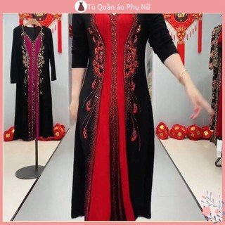 Ch t L Ng cao B nhung V ng Th Th trang trang Phục Thương Hiệu cao Cấp Đính Kim Cương Nóng Bỏng Cho Phụ Nữ Trung Niên Và Người Lớn Tuổi Giảm Béo
