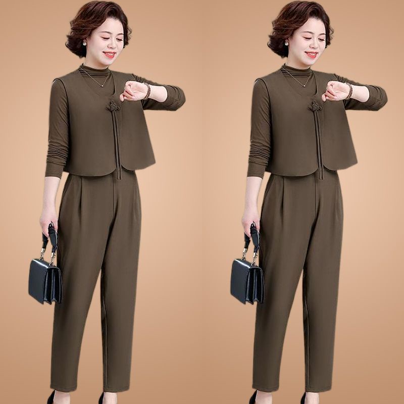 Set Đồ Ba Món Thời Trang Phong Cách Mới 2023 Cho Phụ Nữ Trung Niên Và Người Trung Niên