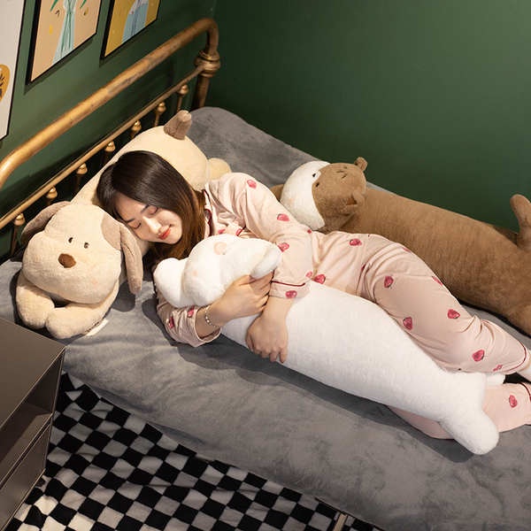 Gấu bông gấu bông mini Con chó nằm sấp, đồ chơi sang trọng, búp bê hình gấu, gối ôm, gối dài, bé gái ngủ bên giường, búp bê thoải mái