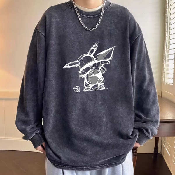 Áo sweater nỉ áo sweater len Áo phông dài tay kiểu Mỹ thanh thiếu niên áo nỉ 100% cotton rộng rãi thương hiệu sành điệu mẫu mới mùa thu cho nam cổ tròn mùa thu đông