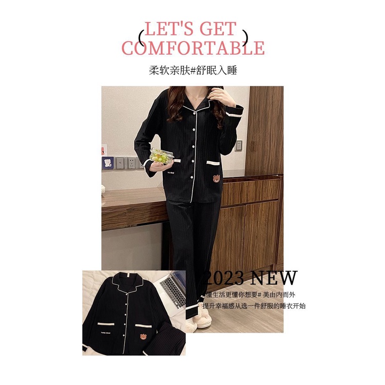 Bộ Đồ Ngủ Tay Dài Phong Cách Nhật Bản Dễ Thương Ngọt Ngào Thời Trang Cho Nữ 1201