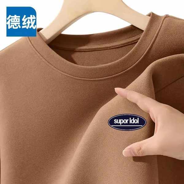 Áo sweater nỉ áo sweater nam Áo phông dài tay cổ tròn áo mặc trong nhung Đức phối bên trong thương hiệu thời trang nam áo khoác nỉ thu đông đen trắng lót nhung mùa thu