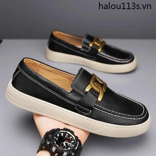 Giày Da Nam 2024 Phong Cách Mới Mùa Xuân Anh Đế Mềm Giày Thể Thao Nam Slip-On Lười Lái Xe Đậu Hà Lan Giày