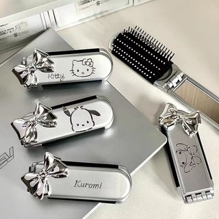 Lược chải tóc mini có gương mát xa tiện lợi cho nữ