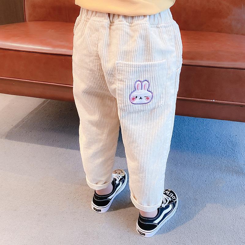 Quần Dài Vải Nhung Họa Tiết Thỏ Hoạt Hình Phong Cách Hàn Quốc Thời Trang Xuân Thu Cho Bé Gái
