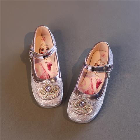 Giày Búp Bê Da Mềm Đính Pha Lê In Hình Công Chúa Băng Giá aisha Cho Bé Gái