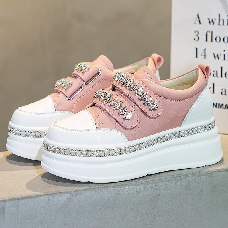 Giày Da Thật Đế Dày Đính Đá Thời Trang Xuân Thu 2023 Cho Nữ